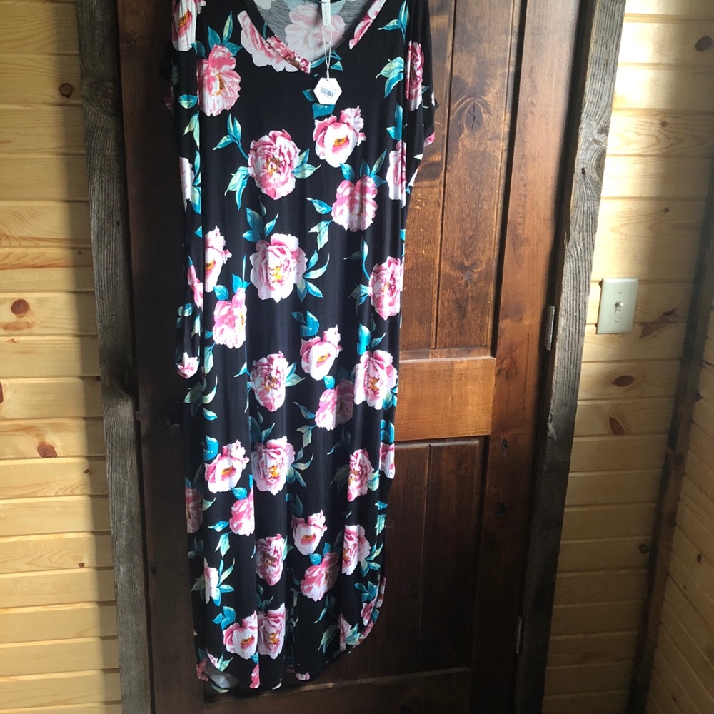 Pink blush maternity maxi dress.